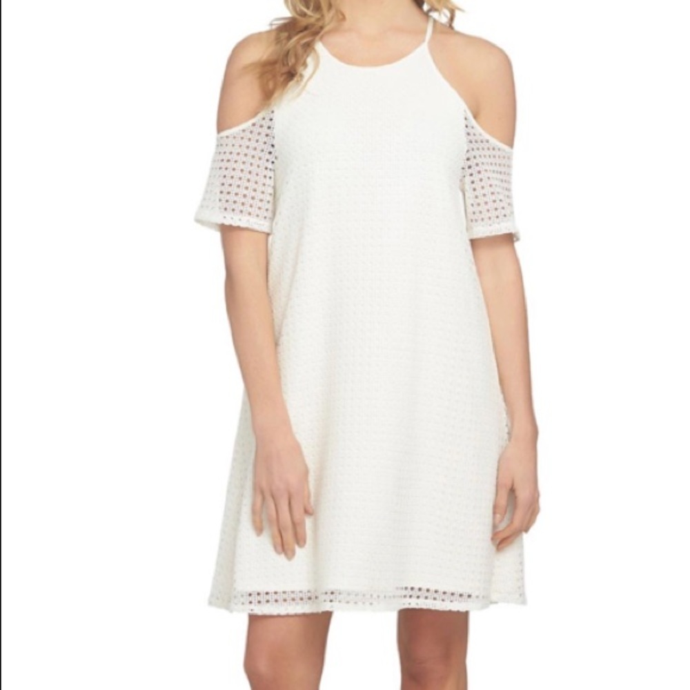 1. State Shift Dress Cold Shoulder Simple White Dress Classic‎ Style